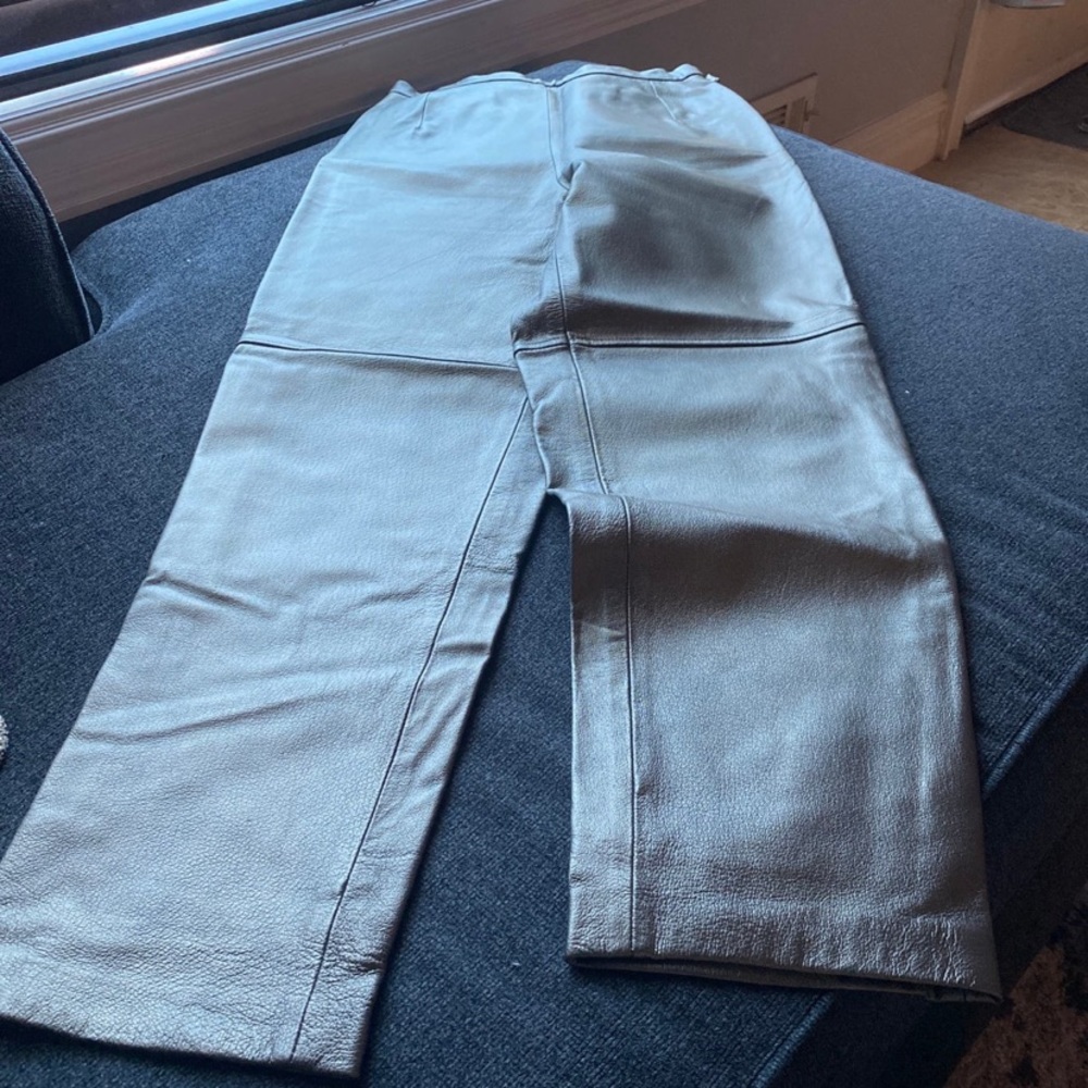 Genuine leather pants size 10- silver